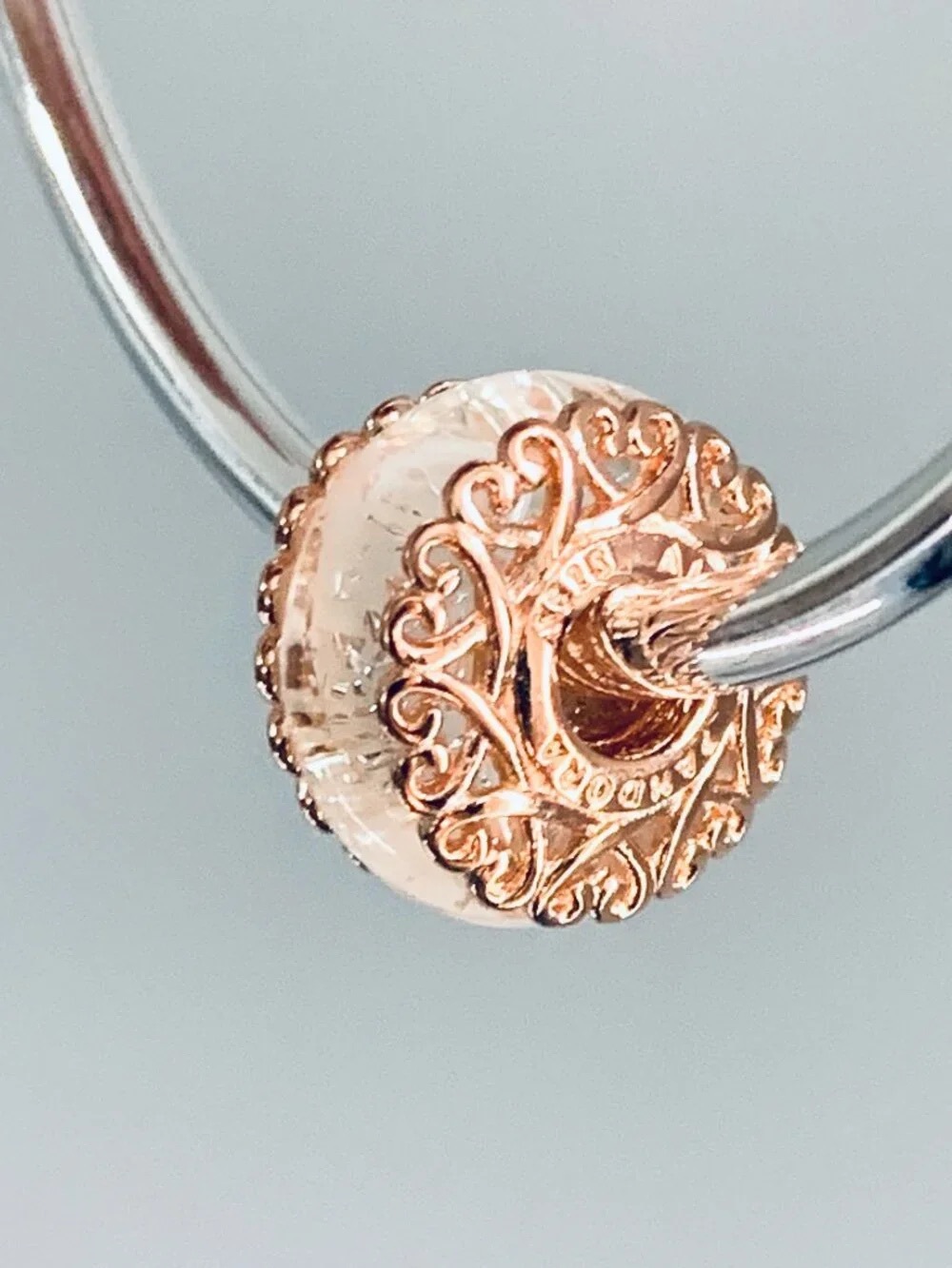 Pandora Rose Gold Filigree Glass Charm Bead